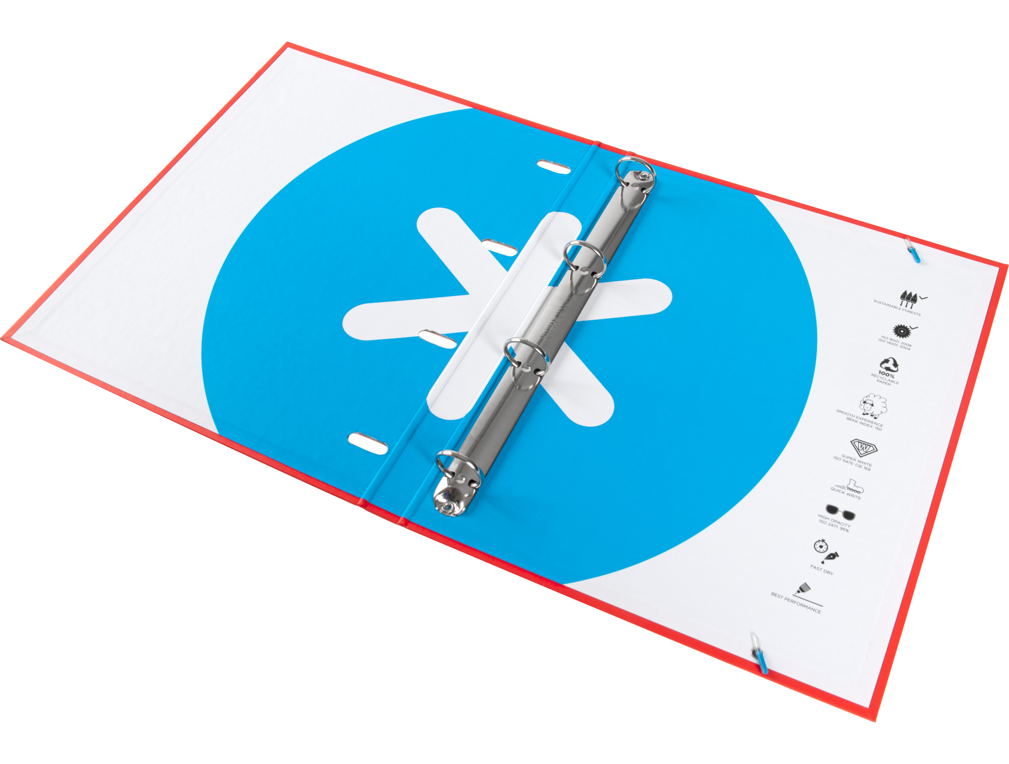 CARPETA CON RECAMBIO ANTARTIK A4 CUADRO 5MM FORRADA 4 ANILLAS 25MM REDONDAS COLOR ROJO
