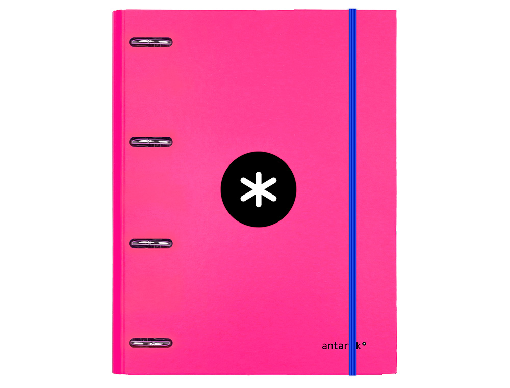 CARPETA CON RECAMBIO ANTARTIK A4 CUADRO 5MM FORRADA 4 ANILLAS 25MM REDONDAS COLOR ROSA