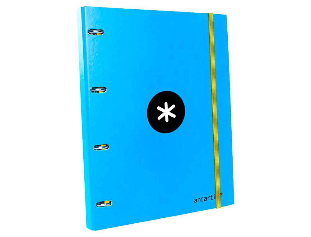 CARPETA CON RECAMBIO ANTARTIK A4 CUADRO 5MM FORRADA 4 ANILLAS 25MM REDONDAS COLOR AZUL