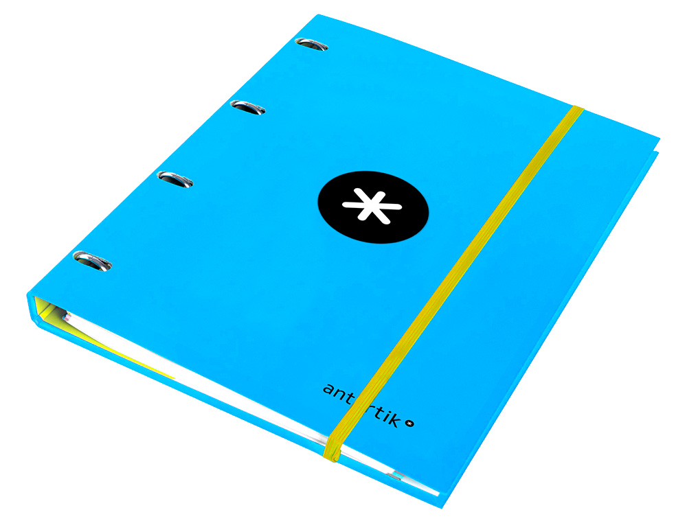 CARPETA CON RECAMBIO ANTARTIK A4 CUADRO 5MM FORRADA 4 ANILLAS 25MM REDONDAS COLOR AZUL