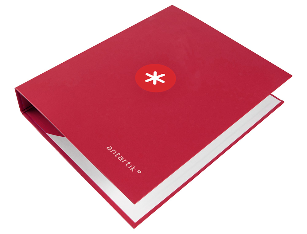CARPETA 4 ANILLAS 40 MM MIXTAS ANTARTIK A4 FORRADA COLOR FRAMBUESA