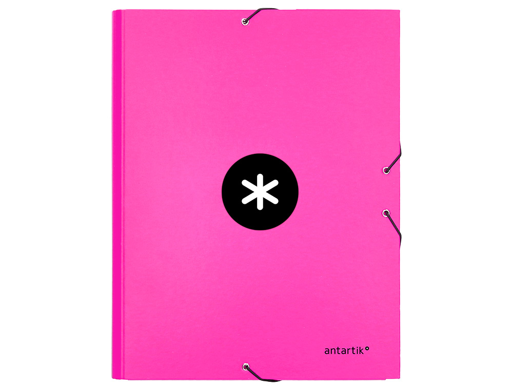 CARPETA ANTARTIK GOMAS TRES SOLAPAS CARTON FORRADO A4 COLOR ROSA