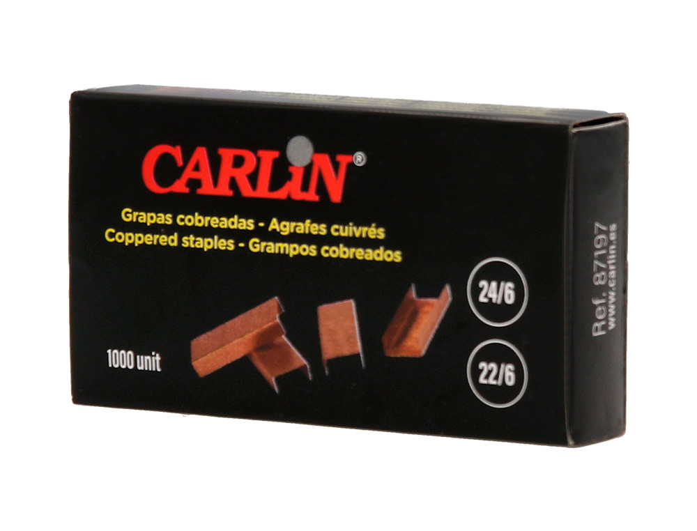 GRAPAS CARLIN N 22/6 24/6 COBREADAS CAJA DE 1000 UNIDADES
