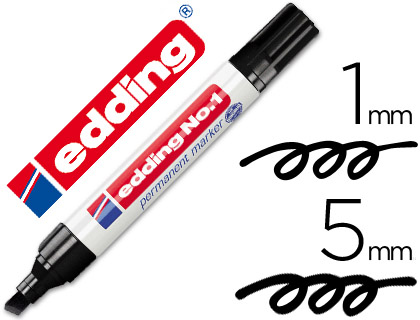 ROTULADOR EDDING MARCADOR PERMANENTE 1 NEGRO PUNTA BISELADA 5 MM