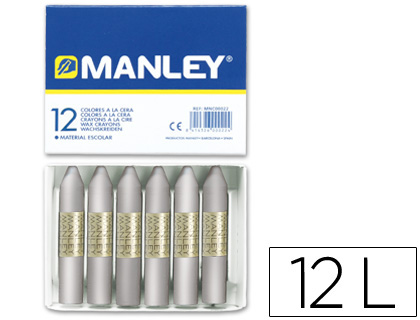 LAPICES CERA MANLEY UNICOLOR PLATA N.75 CAJA DE 12 UNIDADES