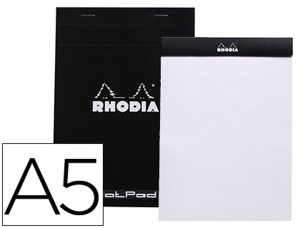 BLOC NOTA RHODIA BLACK DOT PAD DIN A5 80 HOJAS 80 G/M2 LISO CON PUNTOS NEGROS 5 MM PERFORADO