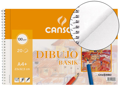 BLOC DIBUJO BASIK DIN A4+ ESPIRAL 23 X 32.5 CM -20 HOJAS MICROPERFORADO -2 TALADROS