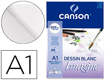 BLOC DIBUJO MULTITECNICAS CANSON IMAGINE DIN A1 ENCOLADO LISO 59,4X84,1 CM 25 HOJAS 200 GR