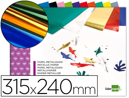 BLOC TRABAJOS MANUALES LIDERPAPEL PAPEL METALIZADO 240X315MM 10 HOJAS COLORES SURTIDOS