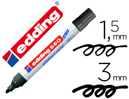 ROTULADOR EDDING PARA PIZARRA BLANCA 660 COLOR NEGRO PUNTA REDONDA 3 MM