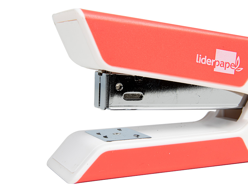 GRAPADORA LIDERPAPEL CON REGALO DE EXTRAEGRAPAS Y CAJA DE 1000 GRAPAS 26/6 CAPACIDAD 20H COLOR CORAL