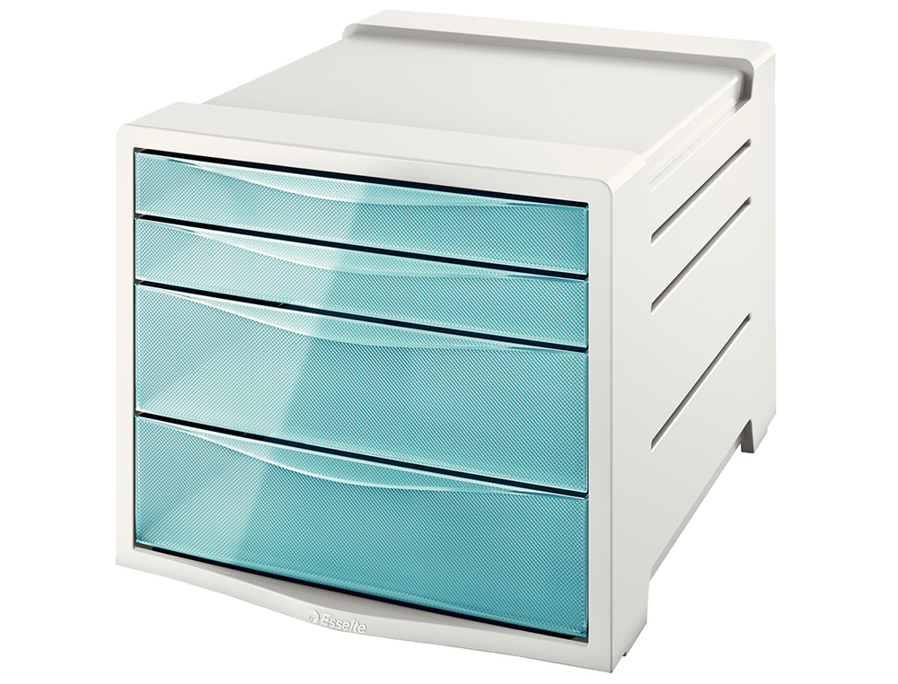 FICHERO CAJONES DE SOBREMESA ESSELTE COLOUR ICE PLASTICO 4 CAJONES COLOR AZUL 245X365X285 MM