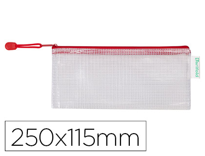 BOLSA MULTIUSOS DJOIS PVC 250X115 MM APERTURA SUPERIOR CON CREMALLERA PORTABOLIGRAFO Y CORREA COLOR ROJO