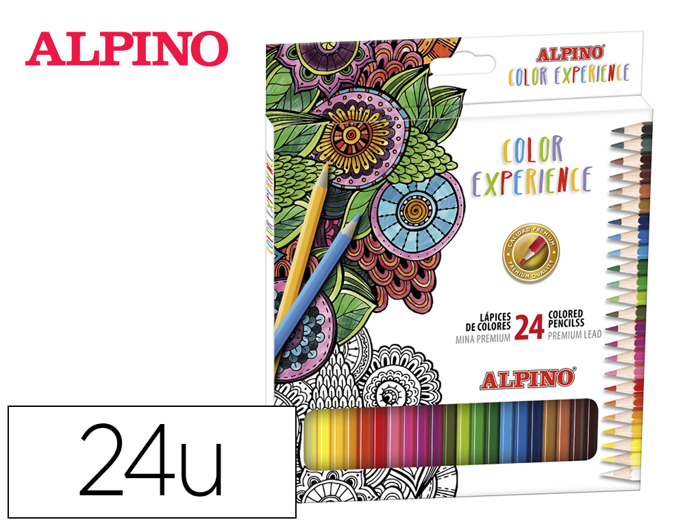 LAPICES DE COLORES ALPINO EXPERIENCE MINA PREMIUM 3,3 MM CAJA CARTN DE 24 UNIDADES COLORES