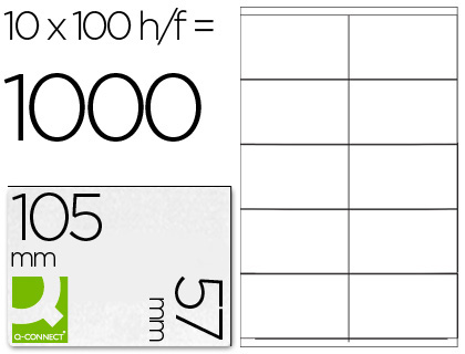 ETIQUETA ADHESIVA Q-CONNECT KF10658 TAMAO 105X57 MM FOTOCOPIADORA LASER INK-JET CAJA CON 100 HOJAS DIN A4