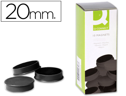 IMAN PARA SUJECION Q-CONNECT IDEAL PARA PIZARRAS MAGNETICAS20 MM NEGRO CAJA DE 10 UNIDADES