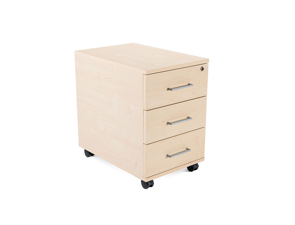 CAJONERA ROCADA CON 3 CAJONES SERIE STORE 60X40X60 CM ACABADO HAYA/HAYA