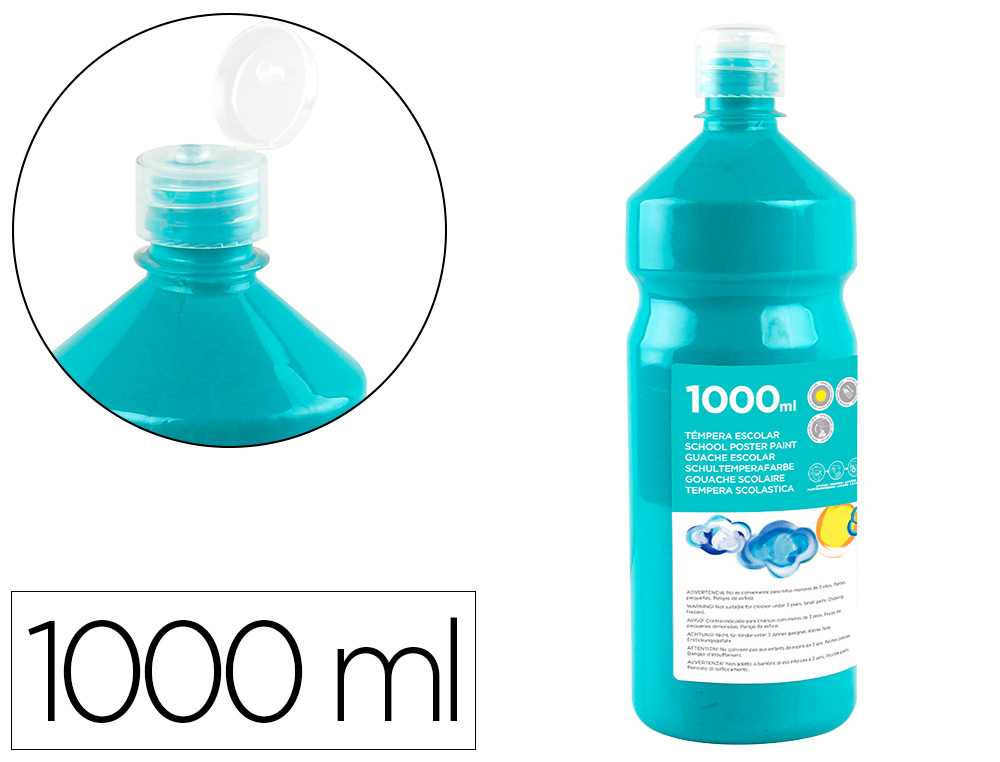 TEMPERA LIQUIDA LIDERPAPEL ESCOLAR 1000 ML TURQUESA