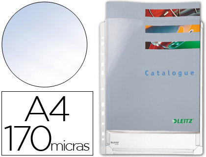 FUNDA MULTITALADRO LEITZ DIN A4 PVC 170 MC CON FUELLE CAPACIDAD 200 HOJAS PACK DE 5 UNIDADES