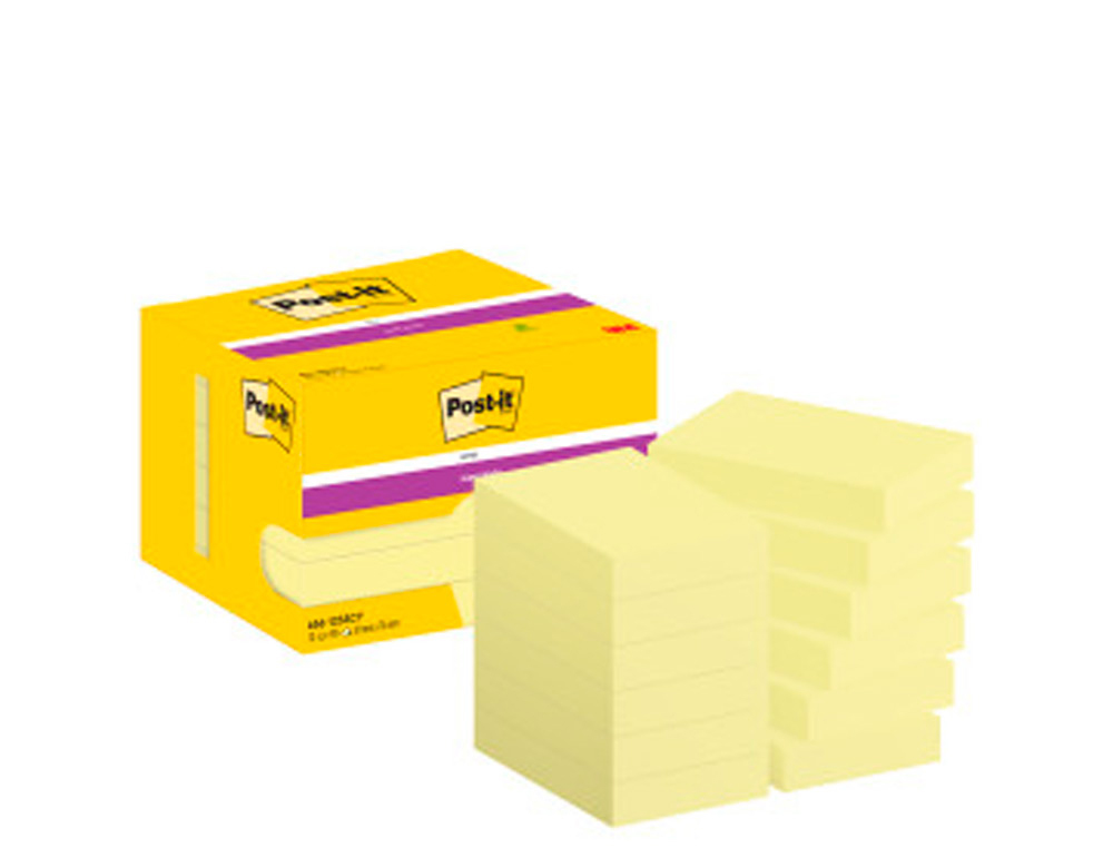 BLOC DE NOTAS ADHESIVAS QUITA Y PON POST-IT SUPER STICKY 51X78 MM CON 90 HOJAS AMARILLO CANARIO